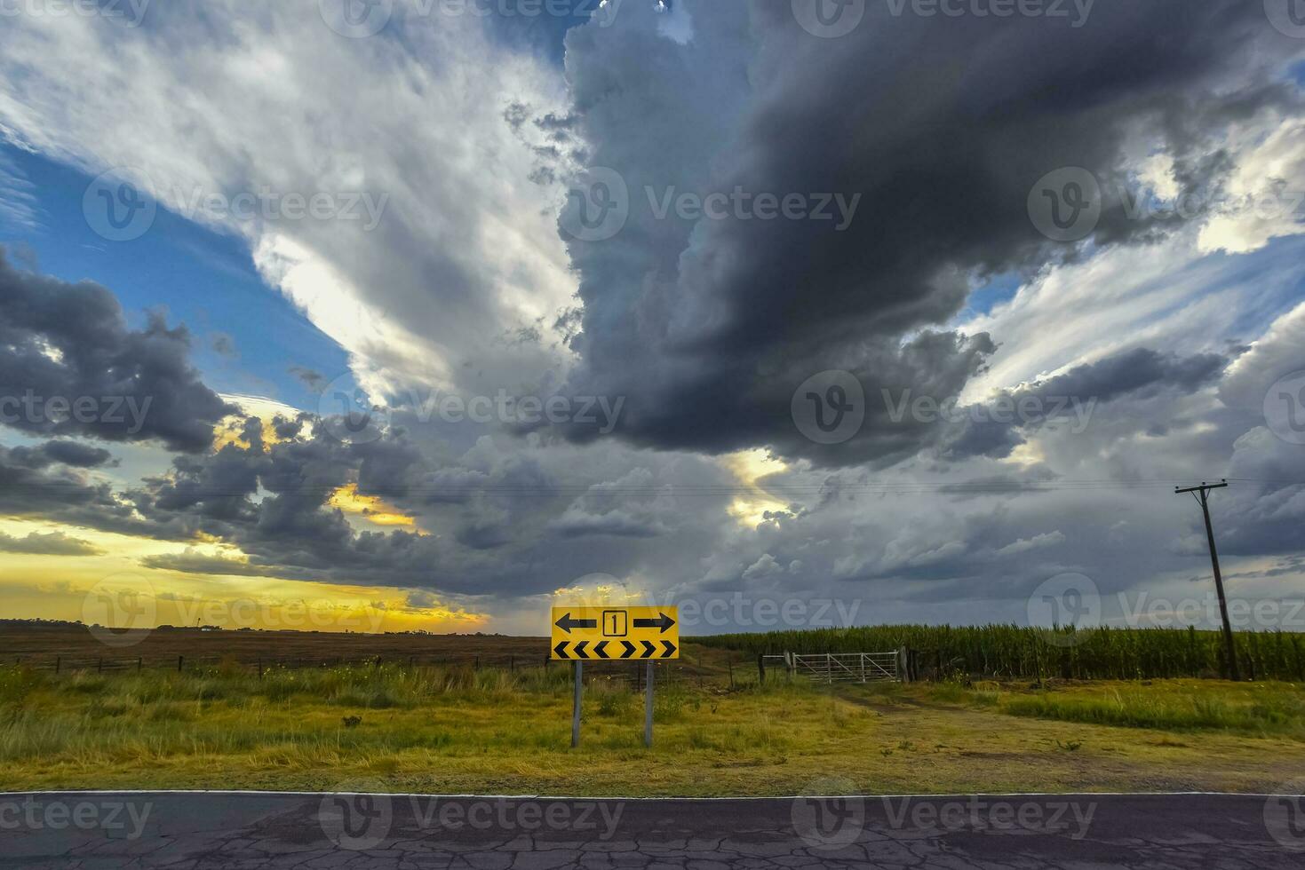 Stormy sky due to rain in the Argentine countryside, La Pampa province, Patagonia, Argentina. photo