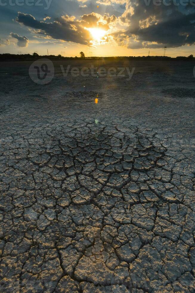 Broken dry soil in a Pampas lagoon, La Pampa province, Patagonia, Argentina. photo