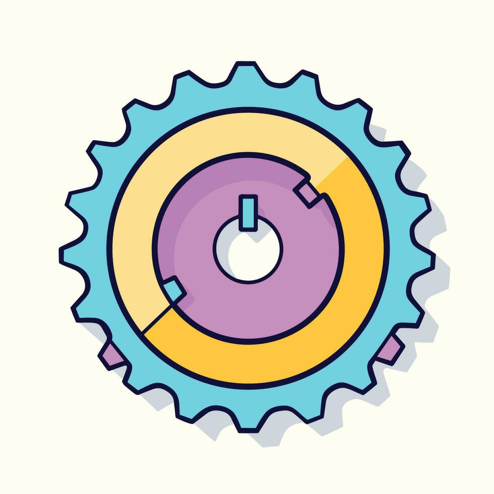 Vector of a clock gear wheel in a minimalistic and modern flat design
