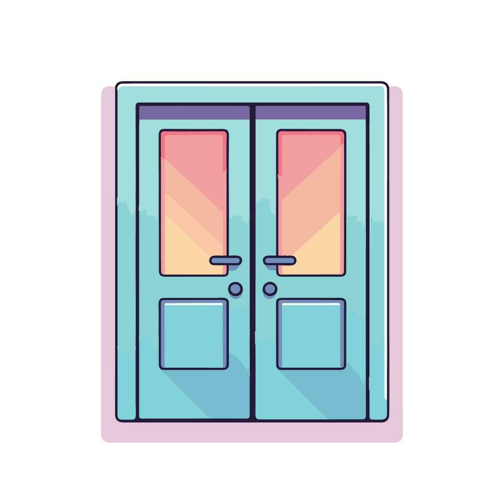 Vector of a colorful door with two windows in a modern flat