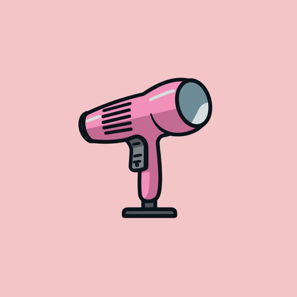 Vector of a pink hair dryer on a flat pink background