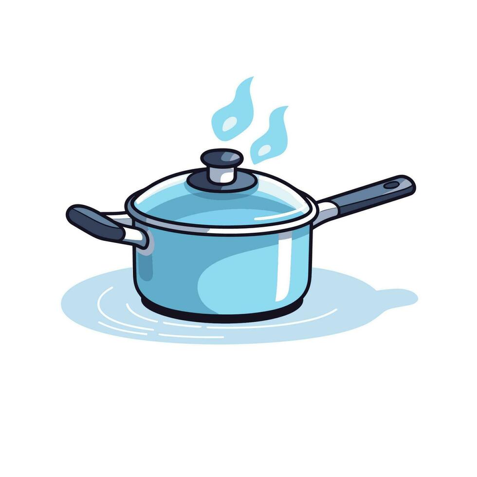 Vector of a flat icon vector of a blue pot with a lid on a white background