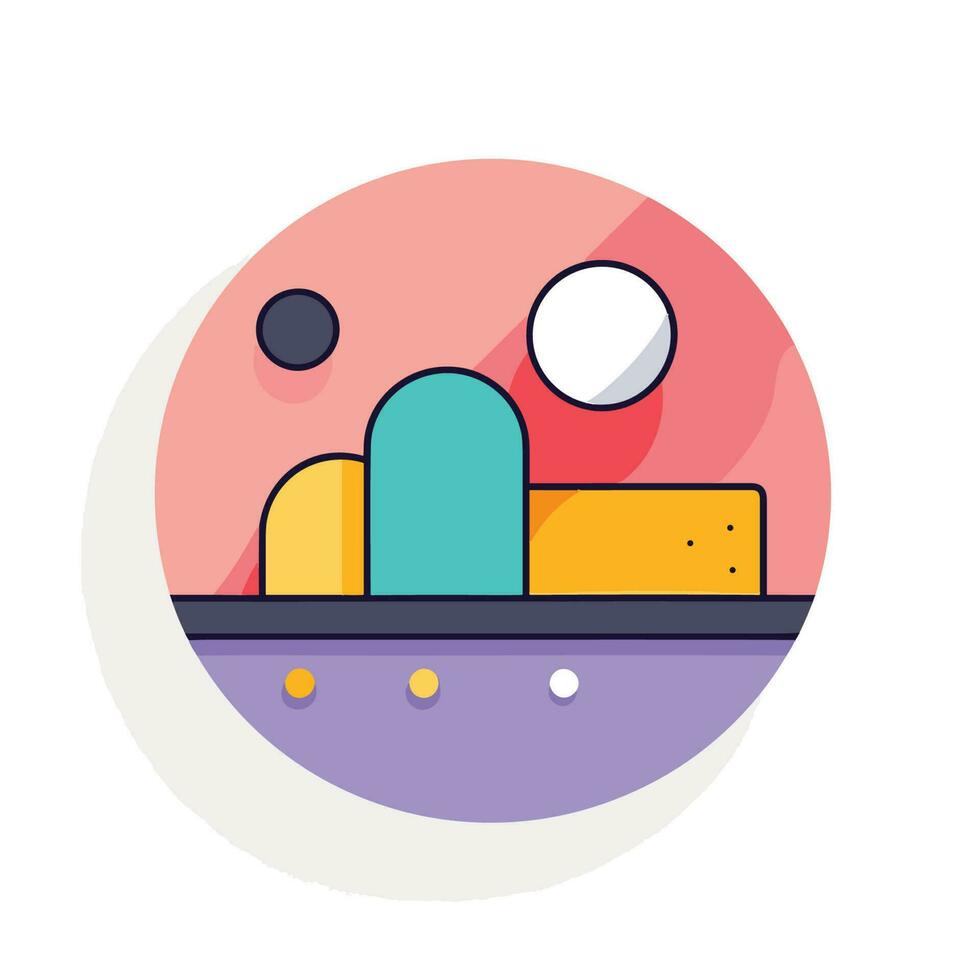 Vector of a flat icon of a building with a circular background