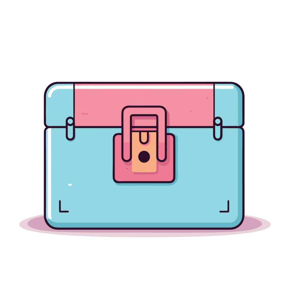 Vector of a flat blue and pink briefcase with a lock