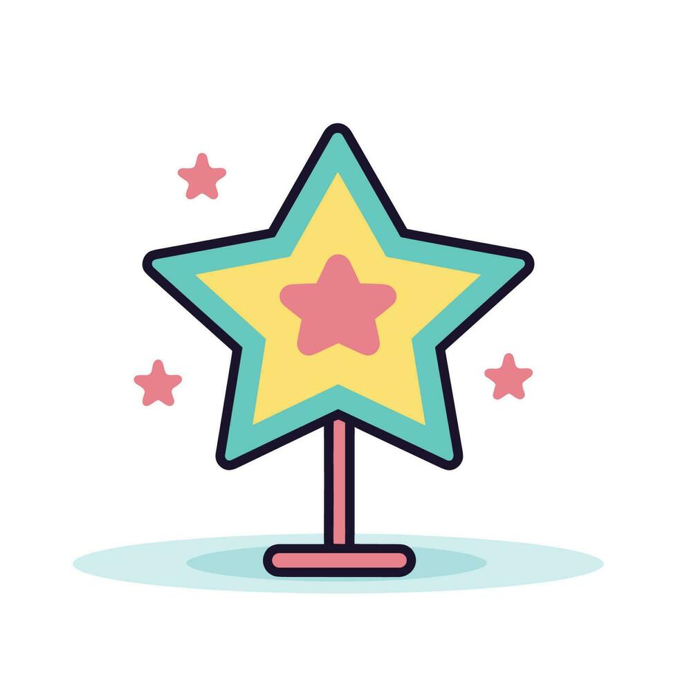 Vector of a star shaped decoration surrounded by smaller stars on a flat surface