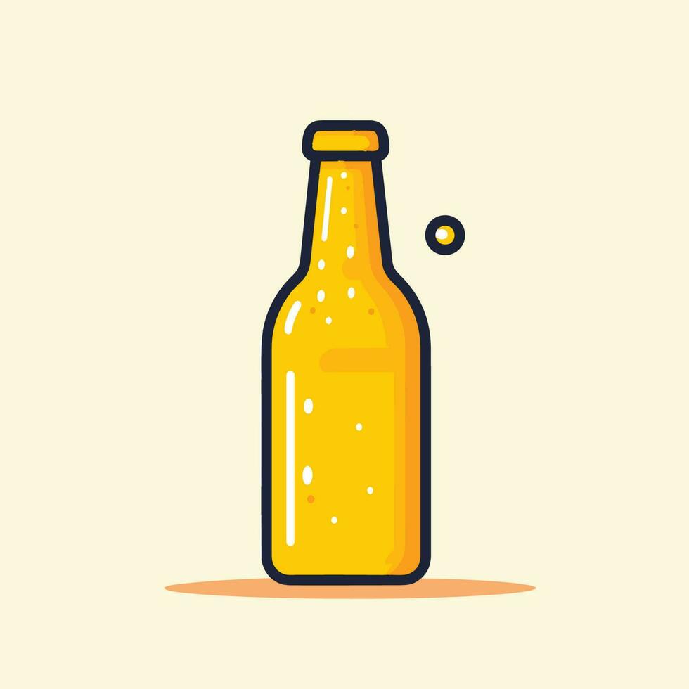 Vector of a fizzy beer bottle with bubbles overflowing