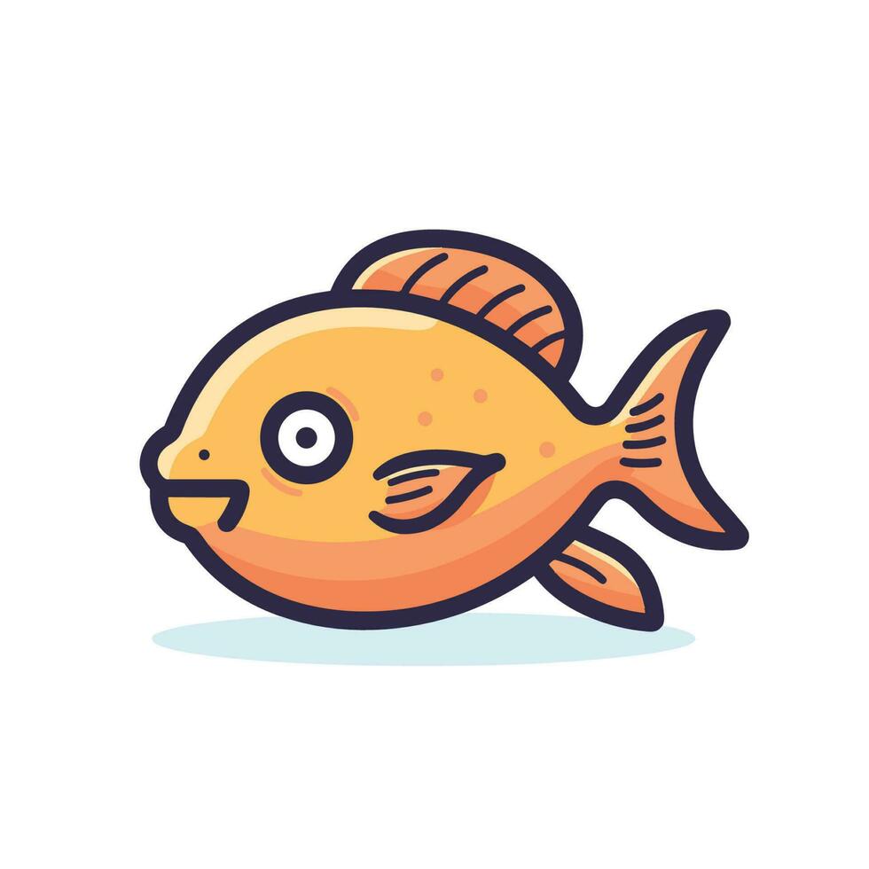 Vector of a happy yellow fish with a big smile on a flat surface