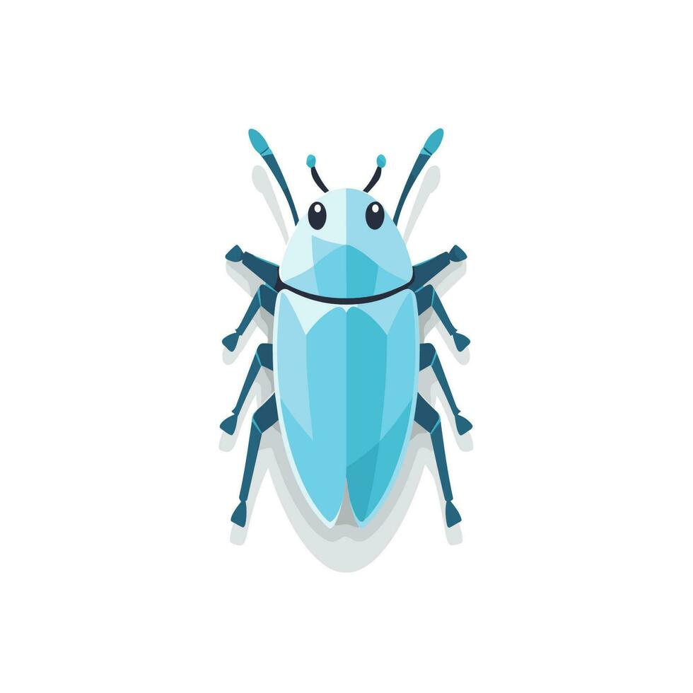Vector of a simple flat icon of a blue bug on a white background