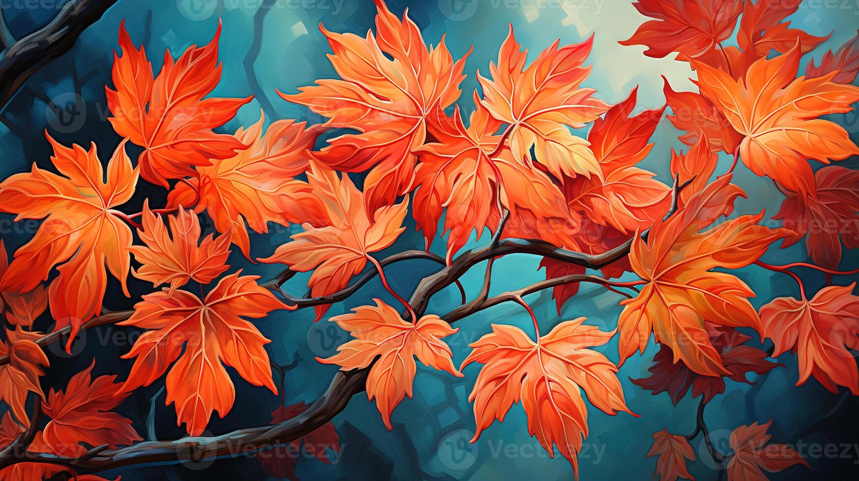 Red maple branches on white isolated background, Maple tree branches. photo