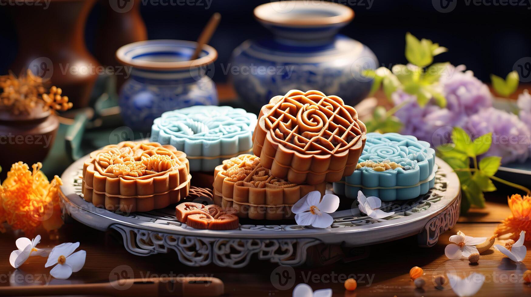 Multi colored dessert plate with sweet indulgences. photo