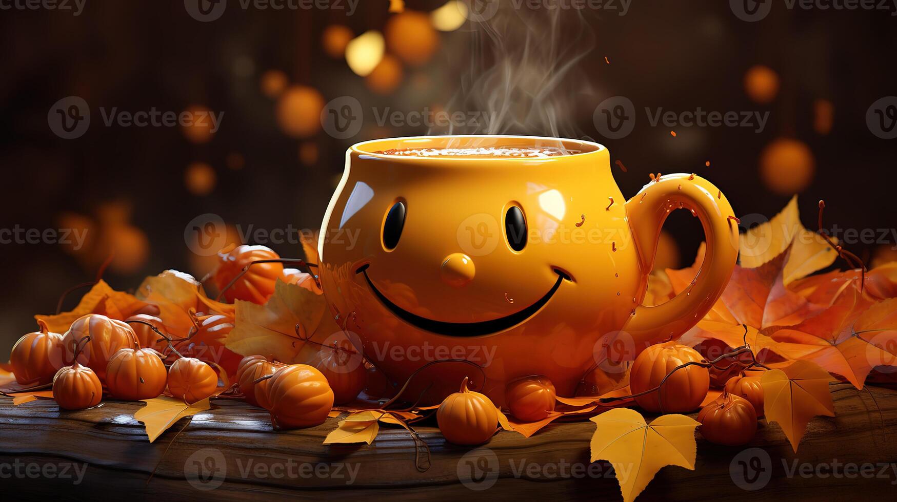 Pumpkin spice graphic illustration. pumpkin, pumpkin latte, coffee in a cup. photo