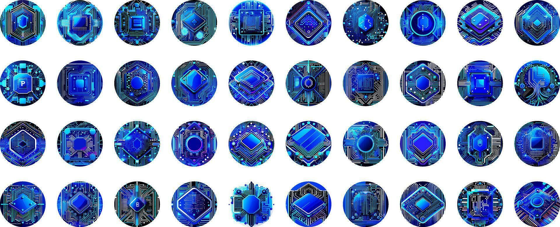 Modern Cybersecurity Technology Icon Pack with Eyes vector