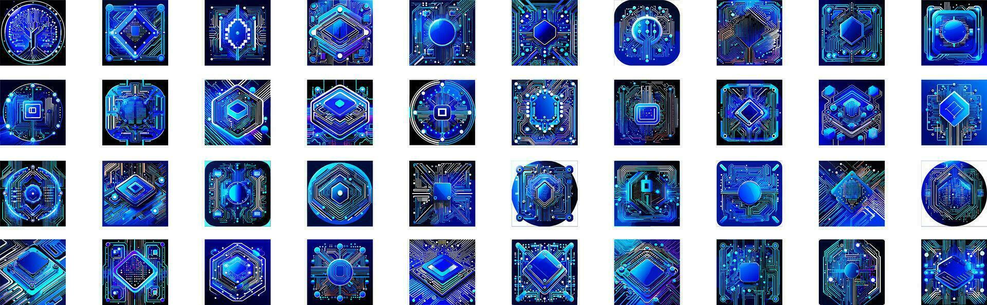 Modern Cybersecurity Technology Icon Pack with Eyes vector