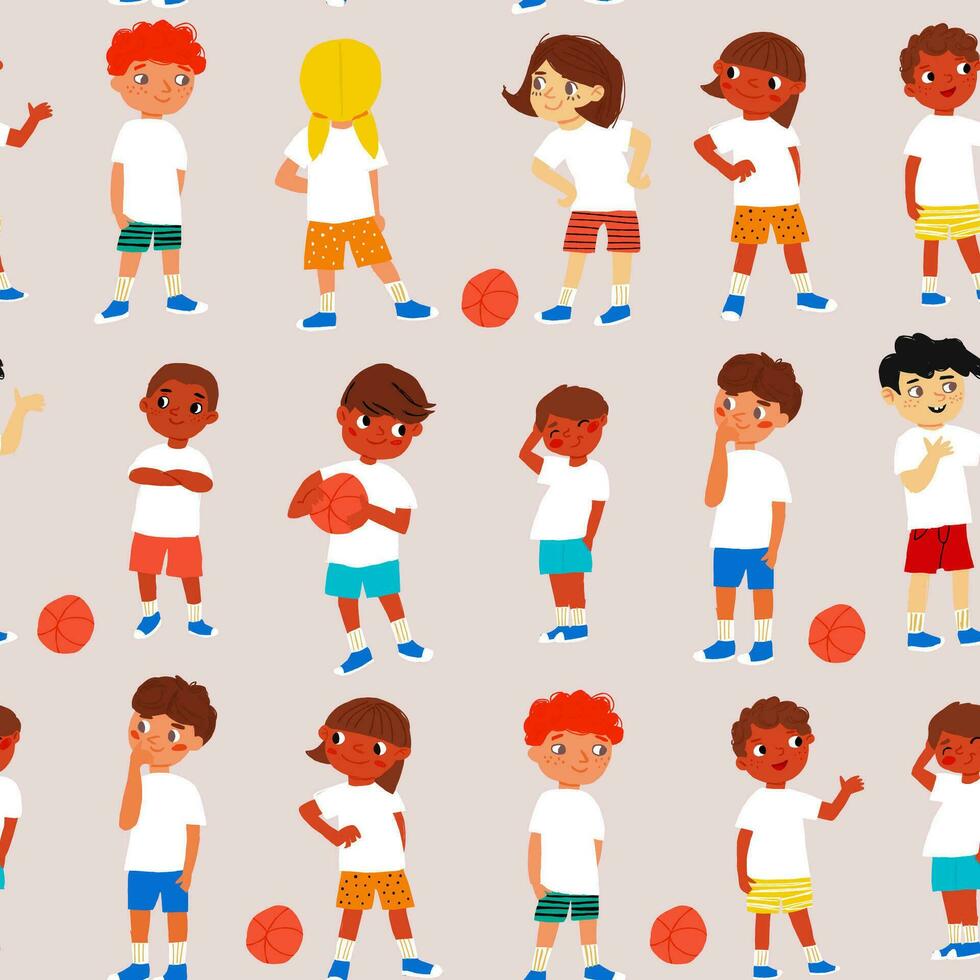 seamless pattern with colorful image of children playing vector