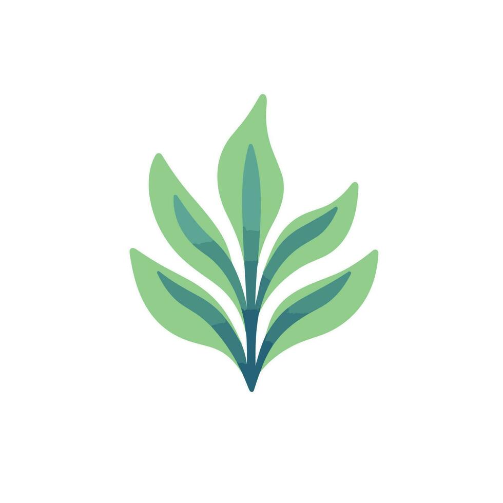 Vector of a minimalist green leaf logo on a clean white background