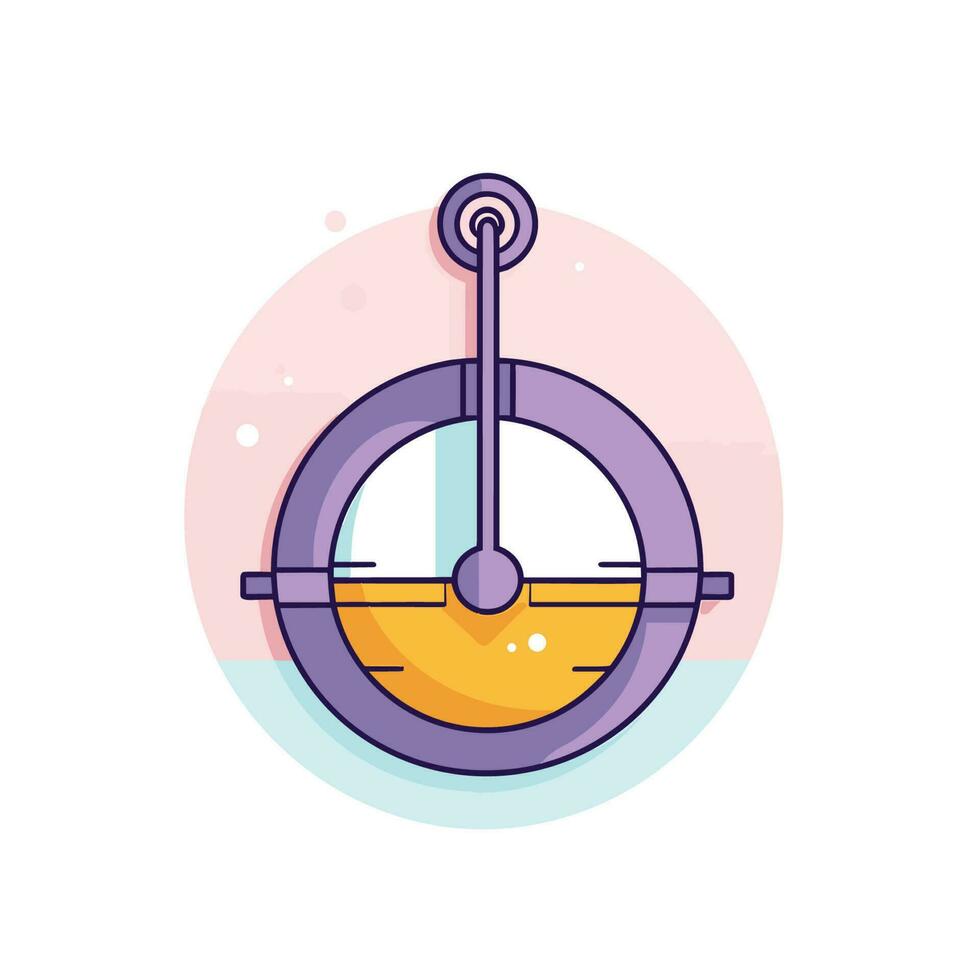 Vector of a flat circular object with a hook in the middle