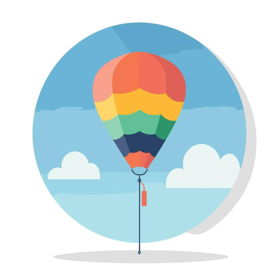 Vector of a vibrant hot air balloon soaring through the clouds