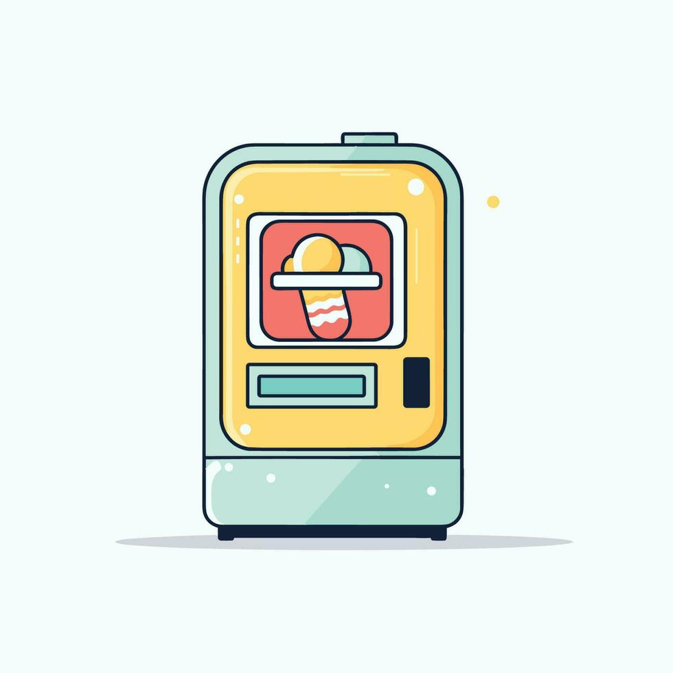 Vector of a yellow and blue machine with a red object on top