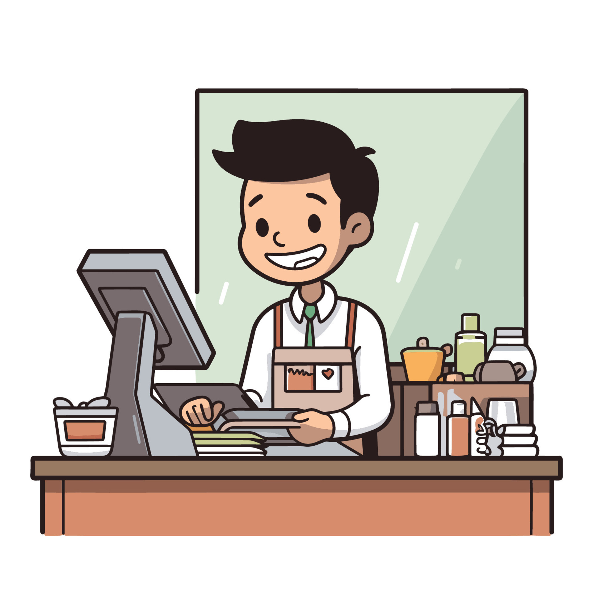 Vector of a man operating a cash register machine 26310673 Vector