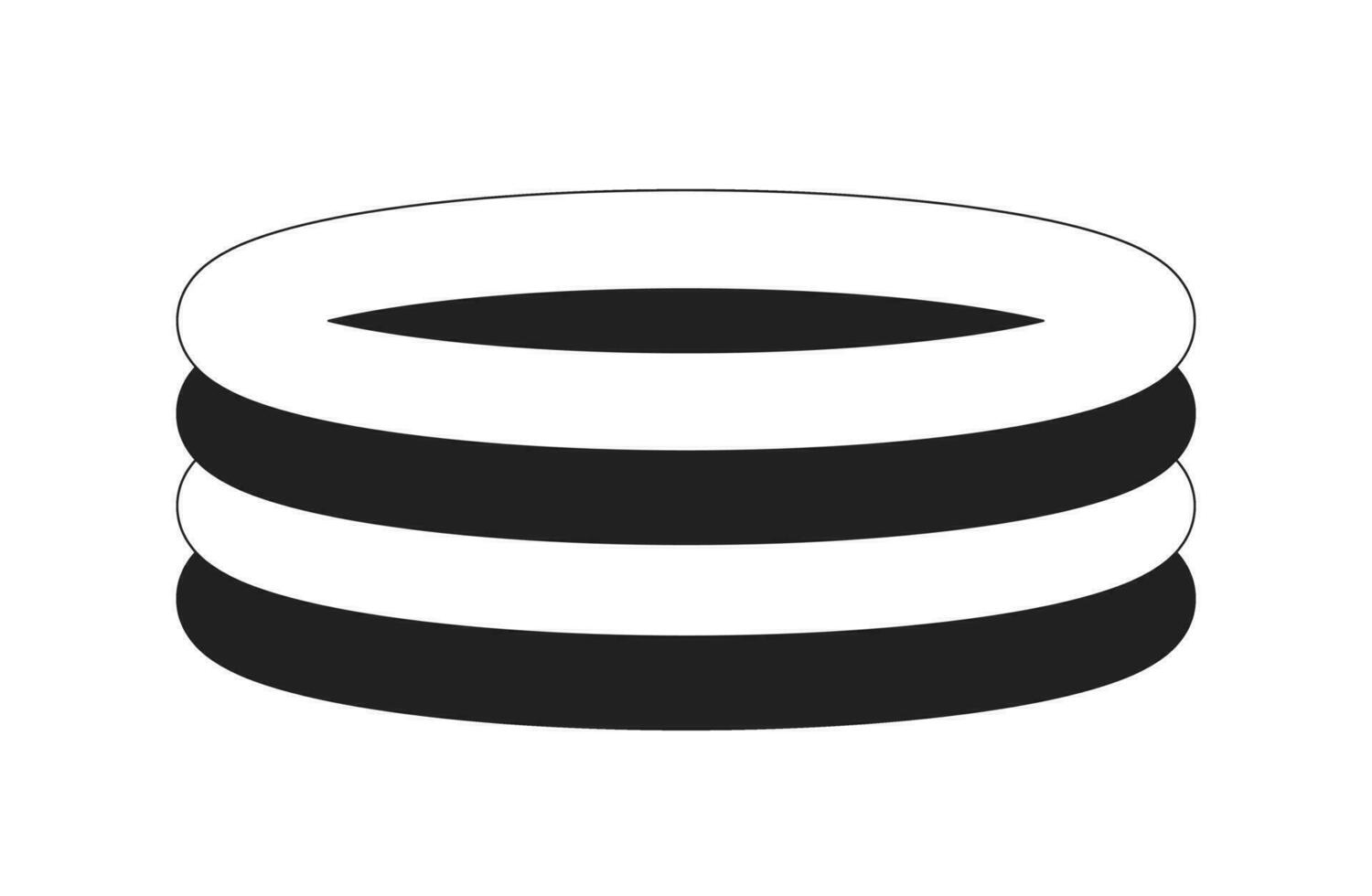 Inflatable swimming pool monochrome flat vector object. Backyard kiddie pool. Summertime. Editable black and white thin line icon. Simple cartoon clip art spot illustration for web graphic design