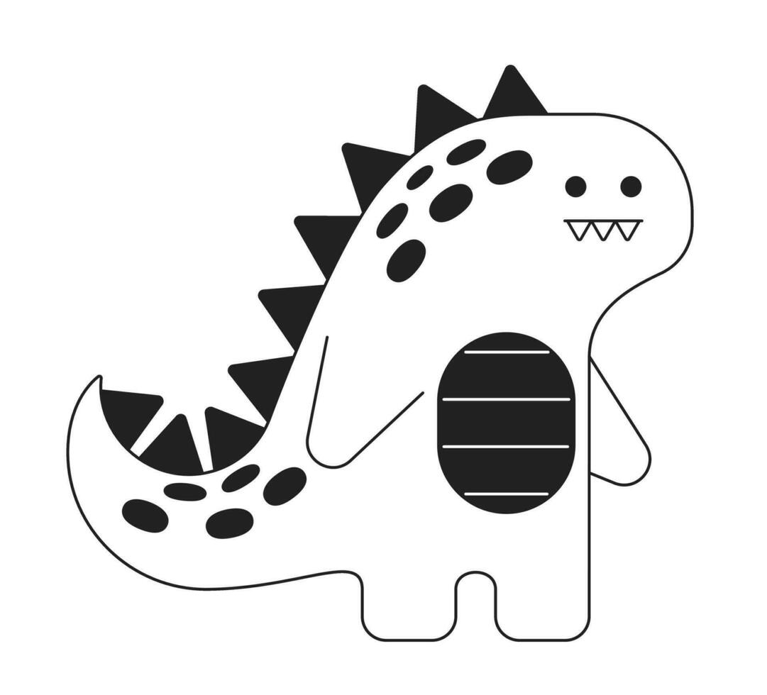 linda dinosaurio monocromo plano vector objeto. editable negro y blanco Delgado línea icono. sencillo dibujos animados acortar Arte Mancha ilustración para web gráfico diseño