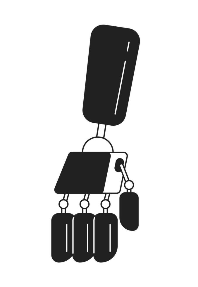 Artificial limb prothesis monochrome flat vector object. Mechanical prosthesis for hand. Editable black and white thin line icon. Simple cartoon clip art spot illustration for web graphic design