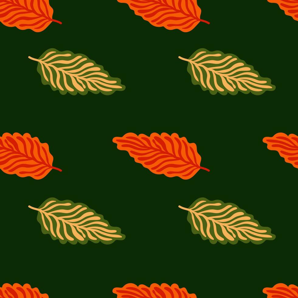 Abstract autumn leaves seamless pattern. Simple botanical leaf background. vector