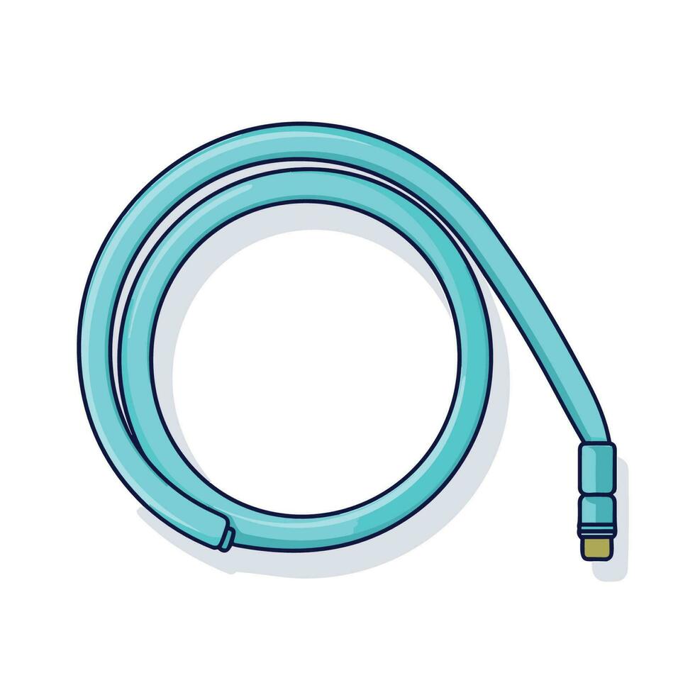 Vector of a flat blue hose with a yellow end on a clean white background