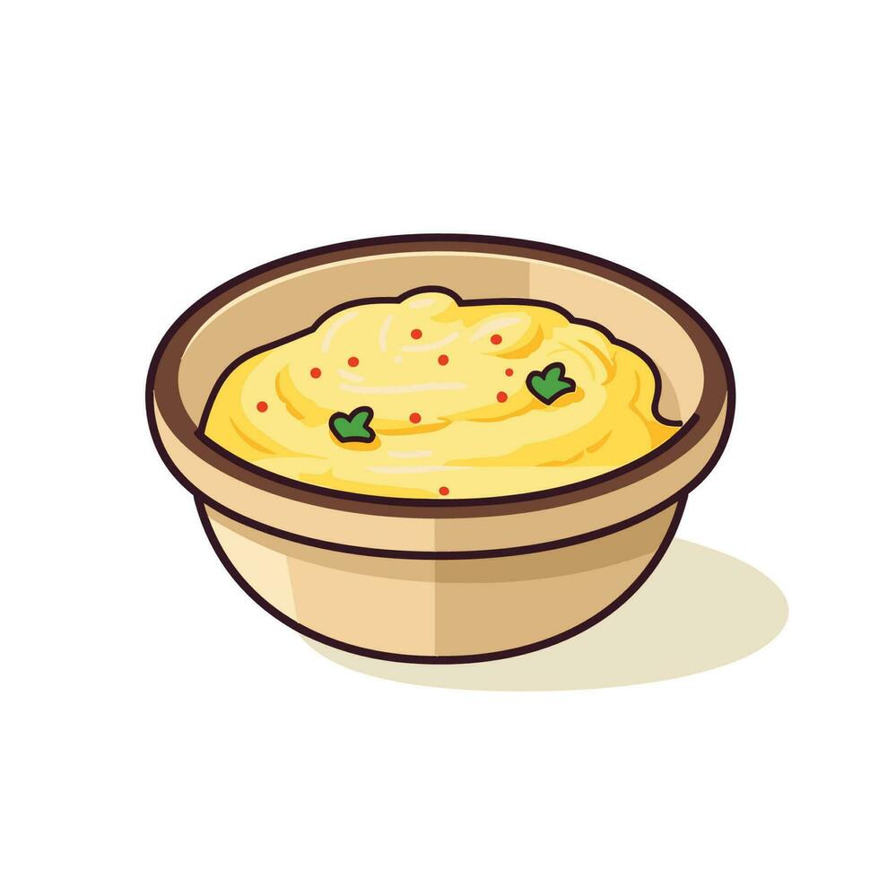 Vector of mashed potatoes served in a minimalist style on a clean white background