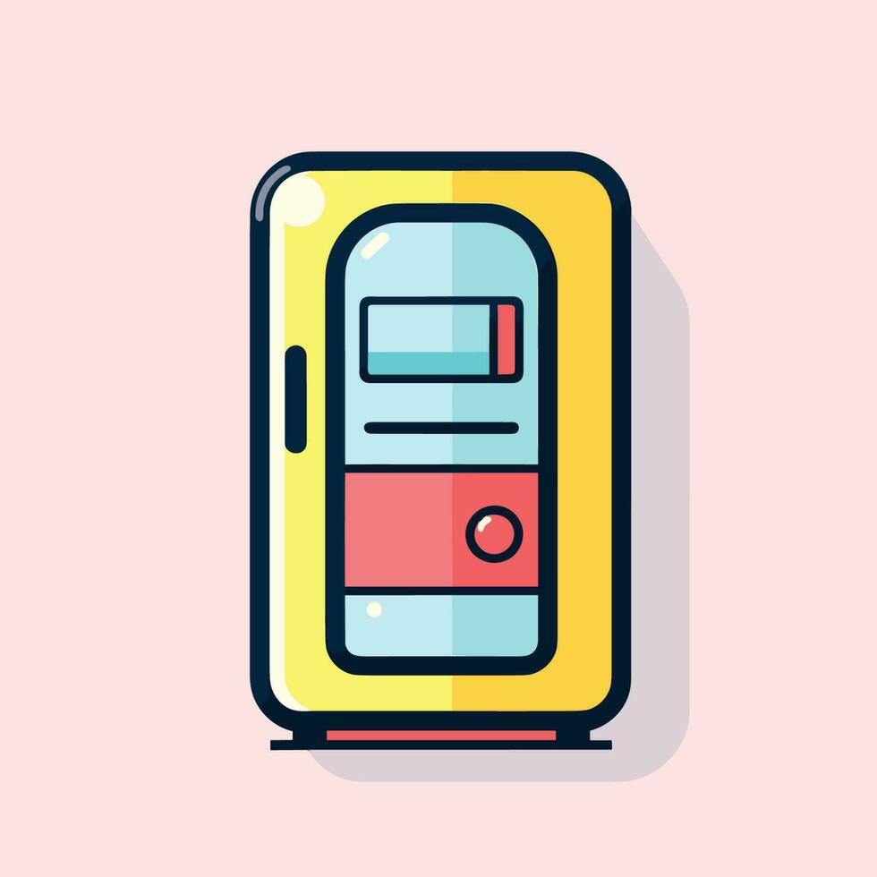 Vector of a flat yellow and red device on a pink background