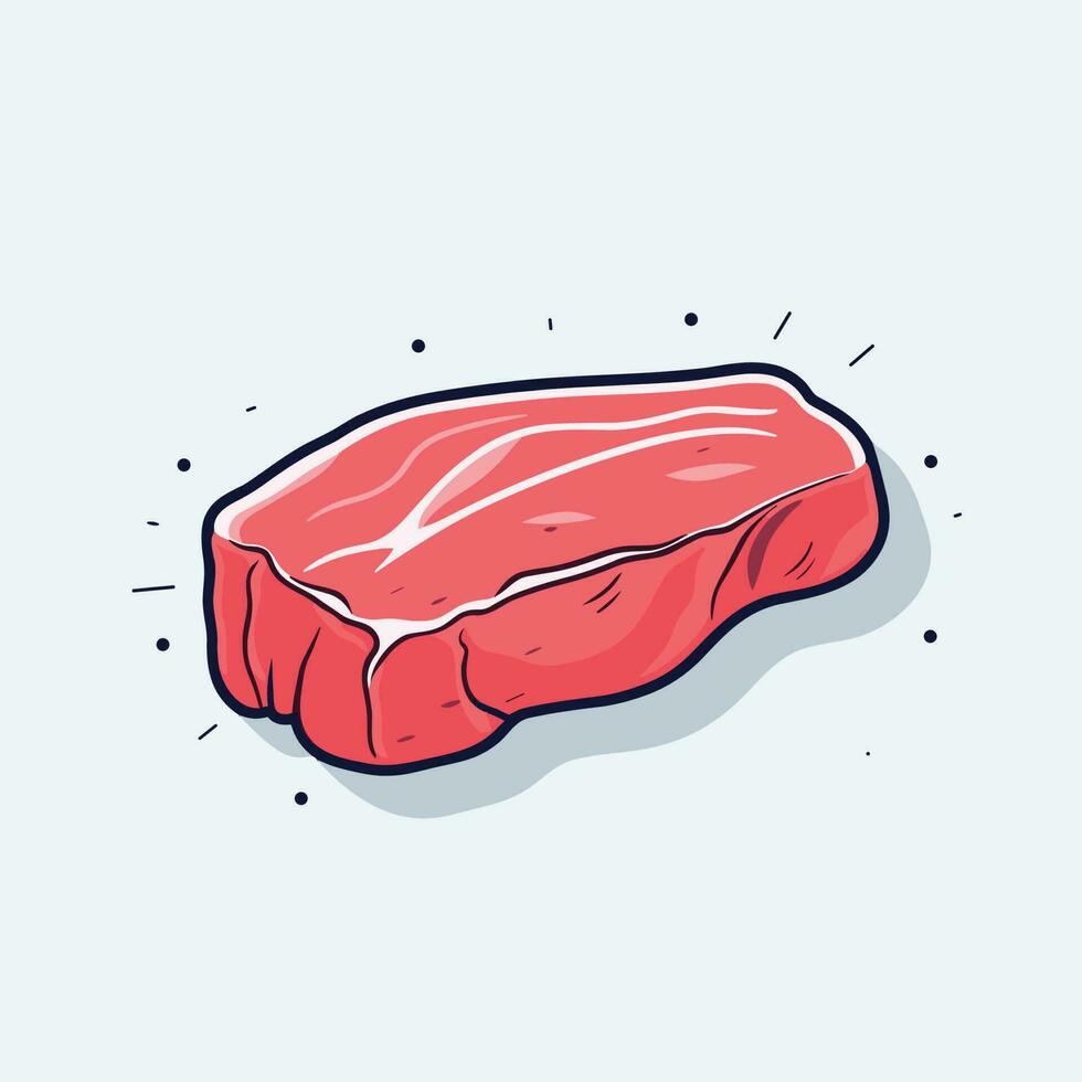 vector de un crudo pedazo de carne en un limpiar blanco superficie