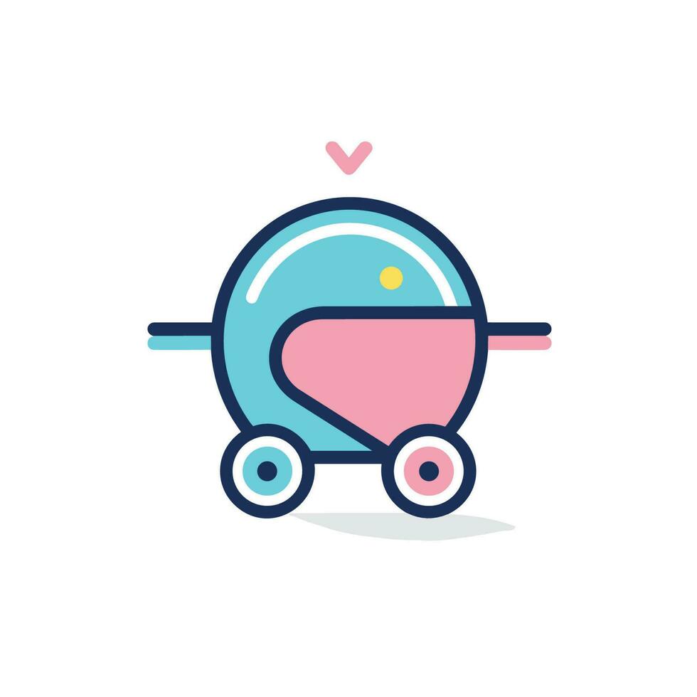 Vector of a heart shaped baby carriage in pink and blue colors