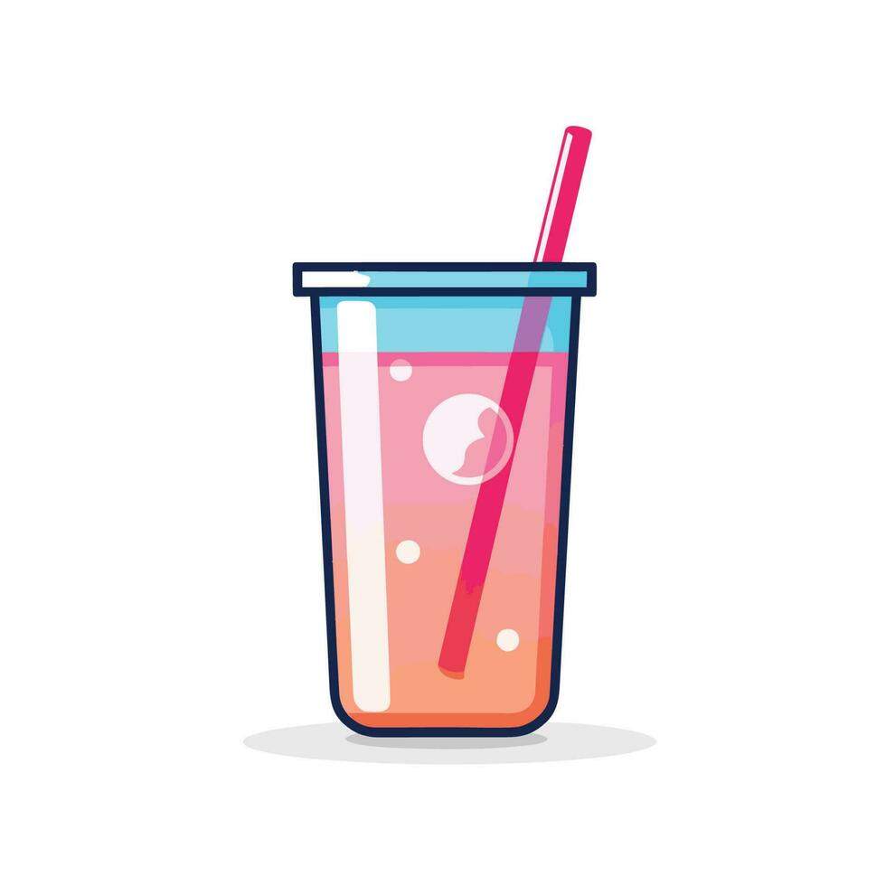 Vector of a refreshing drink with a straw in a glass