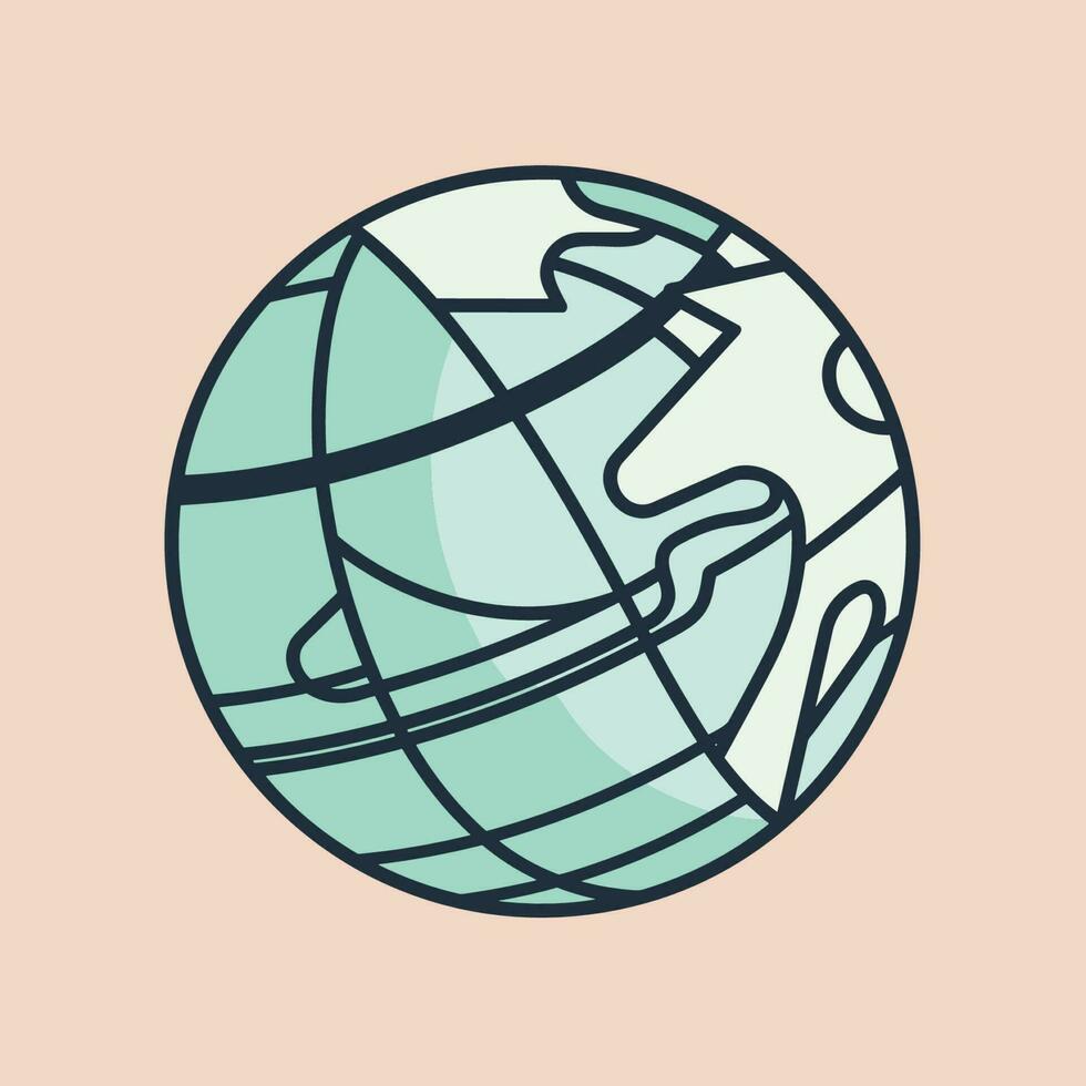 Vector of a blue and green globe on a vibrant pink background