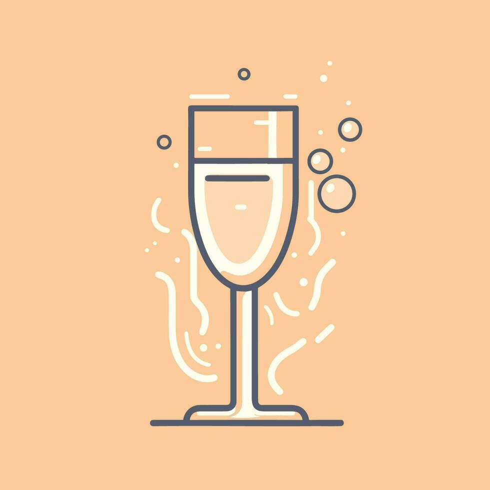 Vector of a champagne glass filled with sparkling bubbles