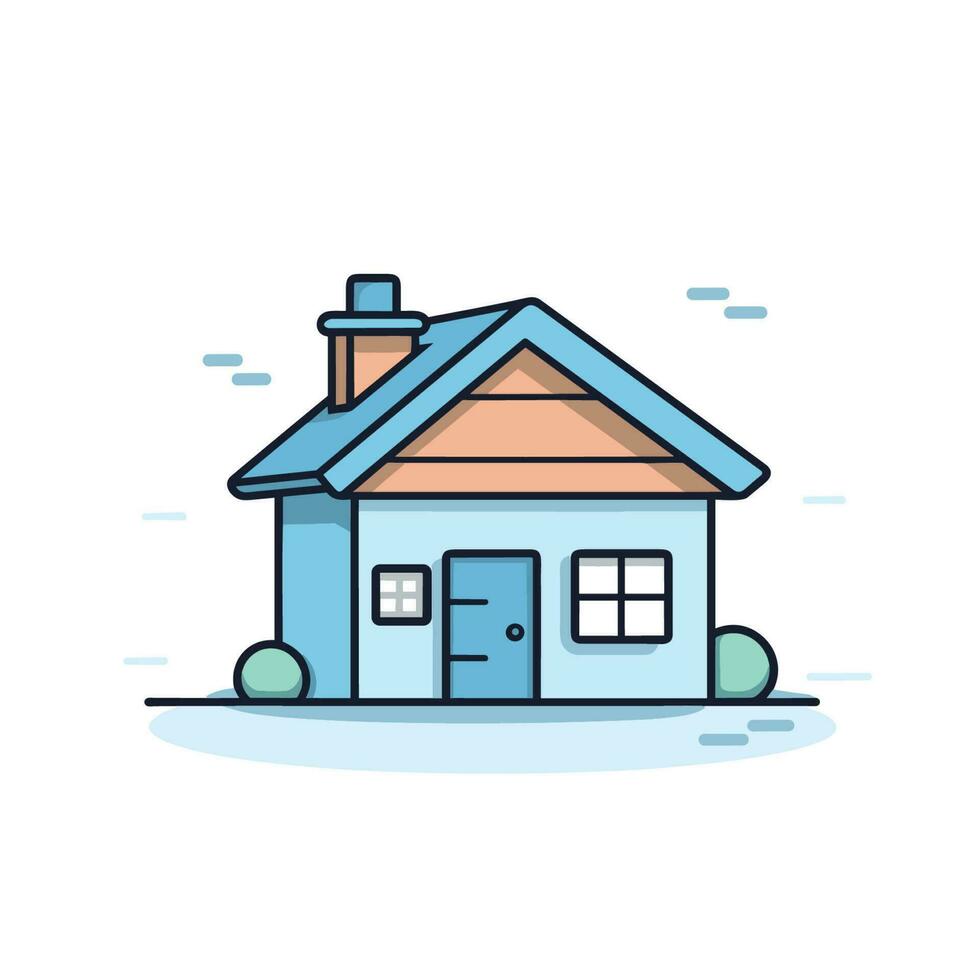 Vector of a house with different colored roofs in a flat icon style