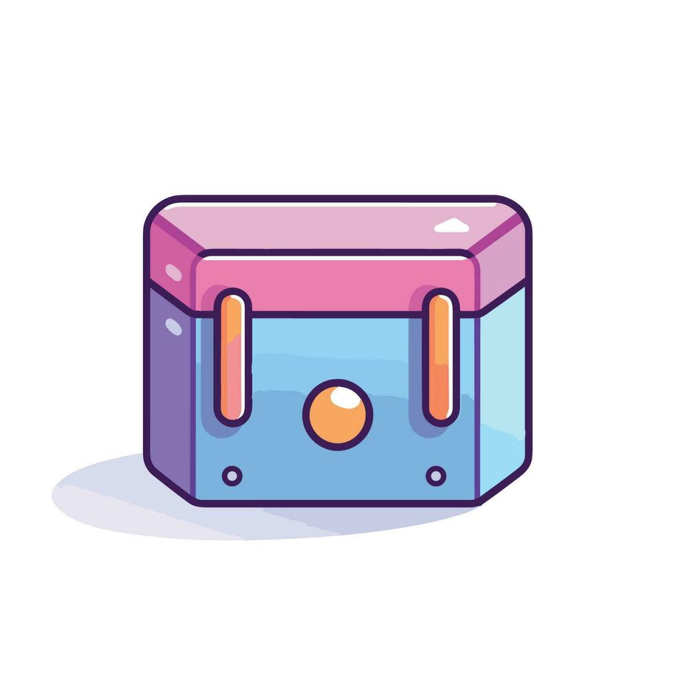 Vector of a flat, colorful box with a convenient handle for easy transportation