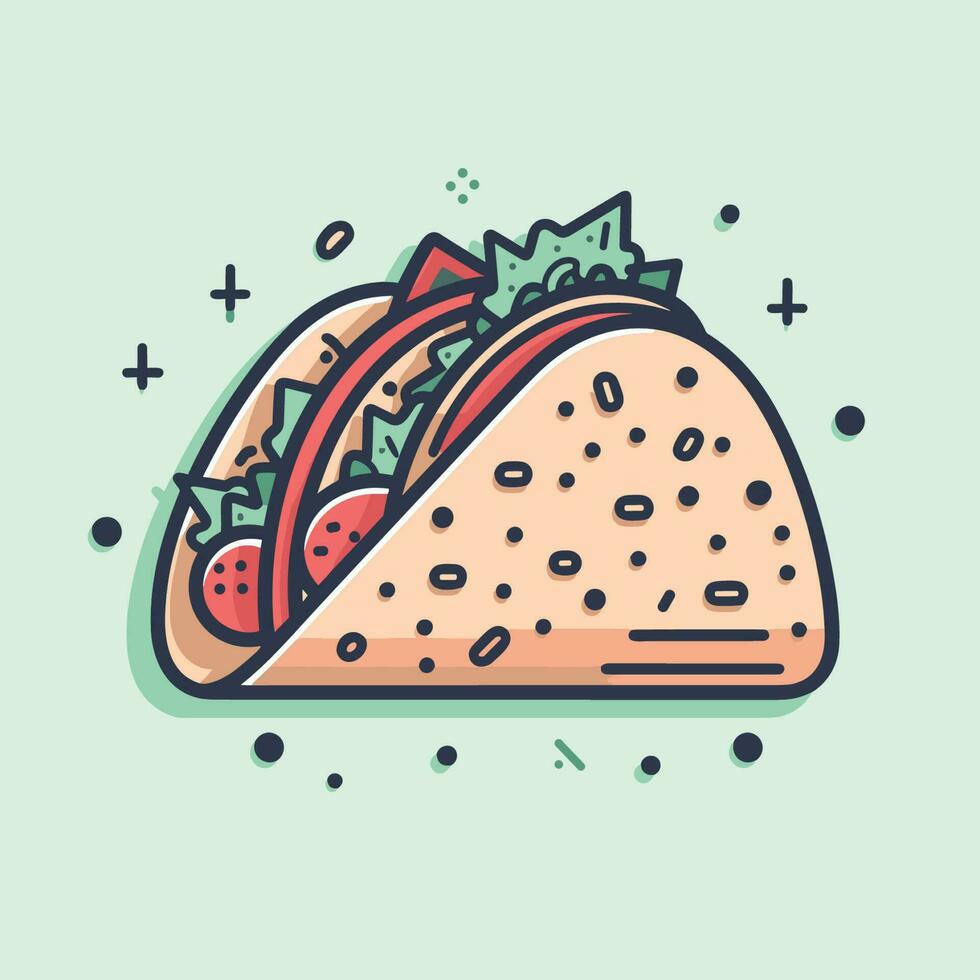 vector de un delicioso taco en un vibrante verde antecedentes