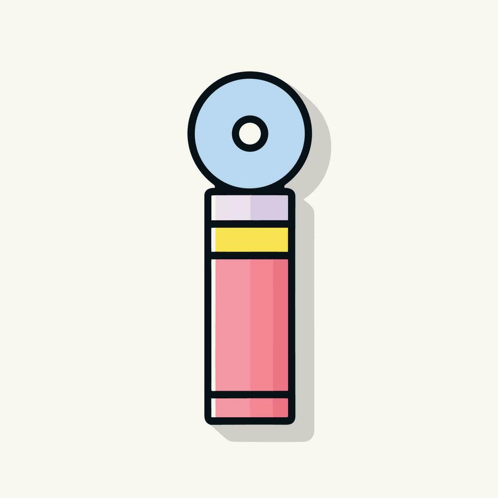 Vector of a flat pink and yellow tube with a blue handle