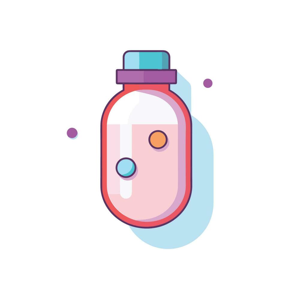 Vector of a flat bottle filled with liquid