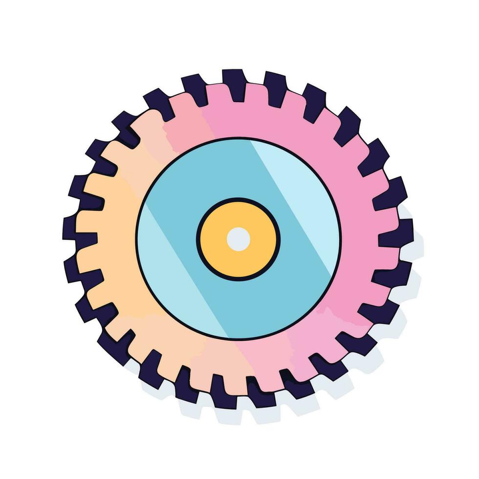 Vector of a flat circular object casting a long shadow against a white background