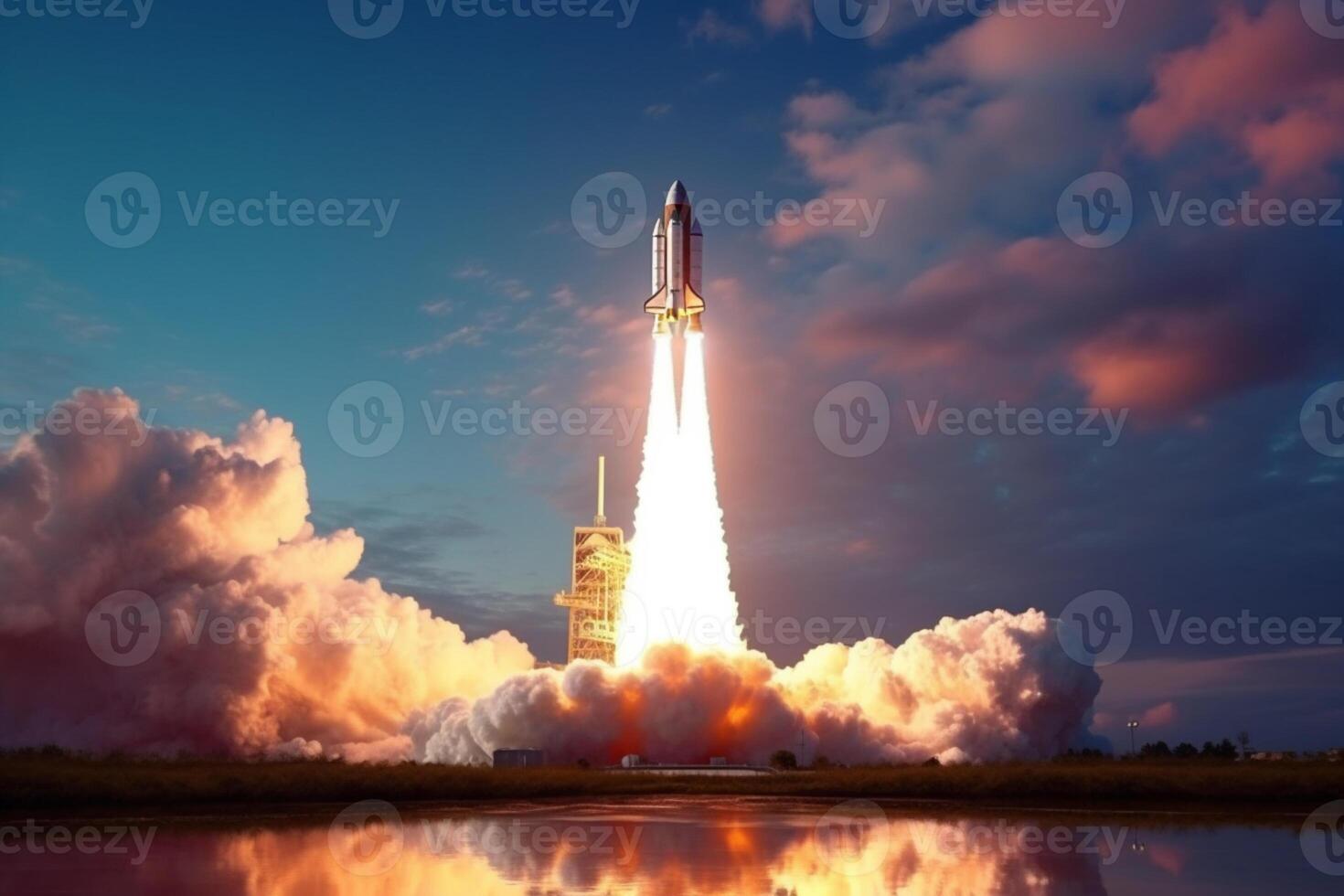 Embarking on a journey, Rocket launch symbolizes startup business success photo