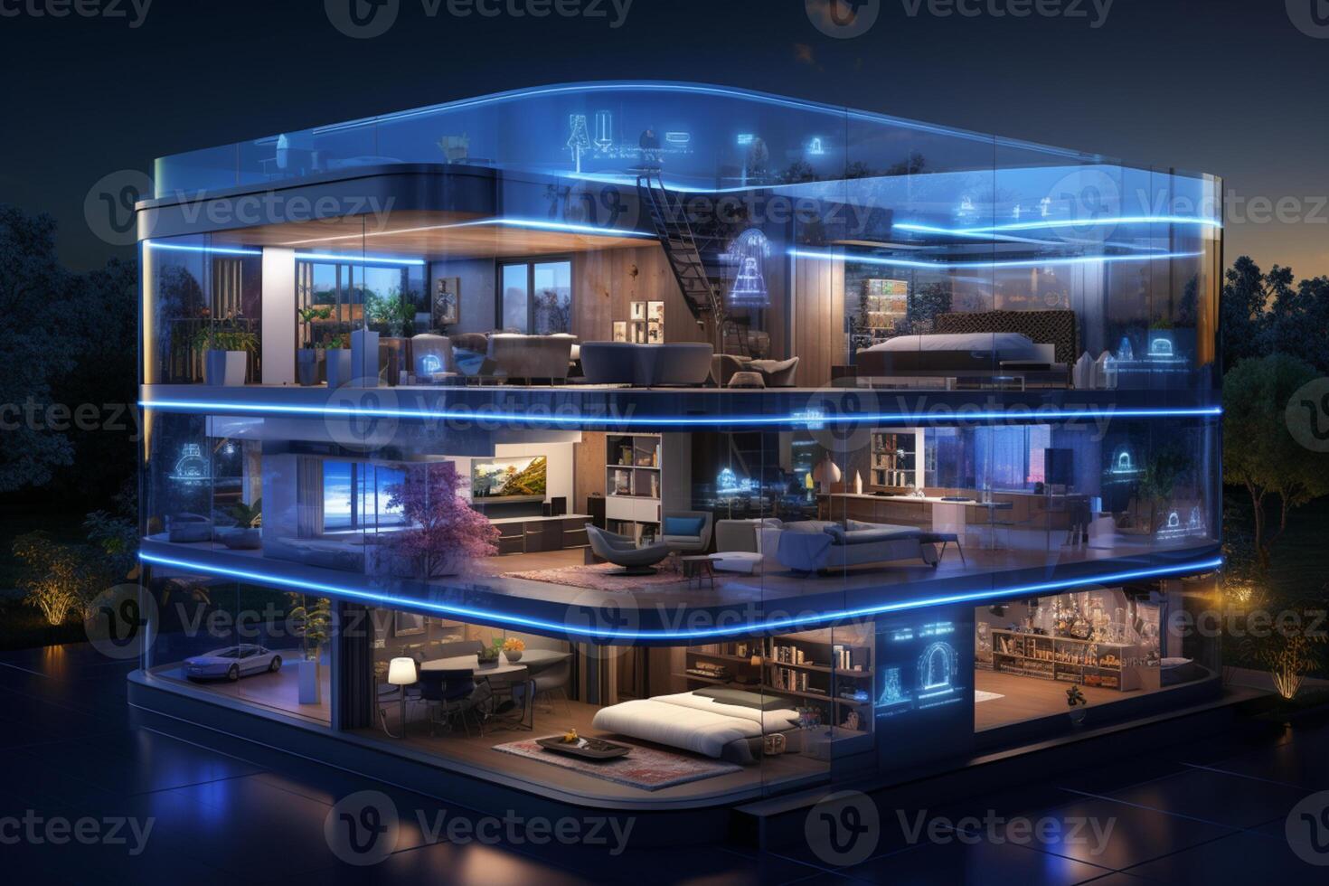 Smart home technology integrating various household devices for enhanced convenience photo