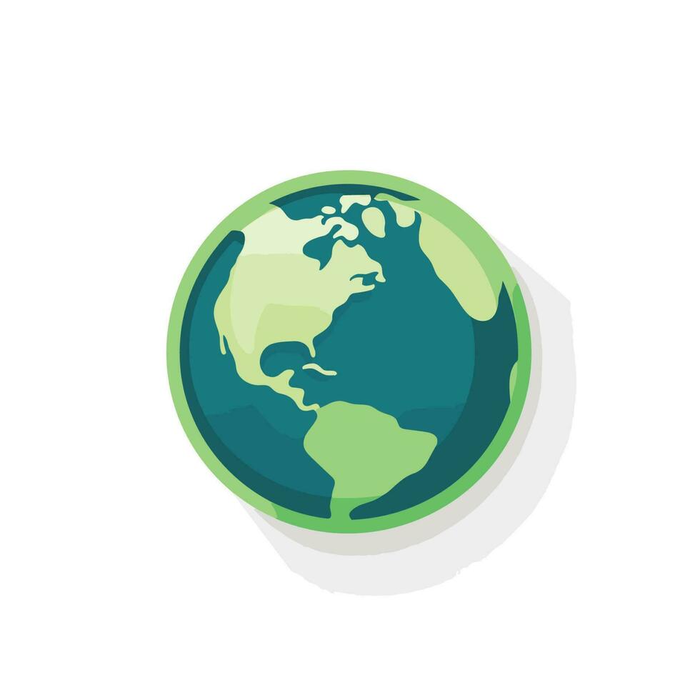 Vector of a flat, green globe against a white backdrop
