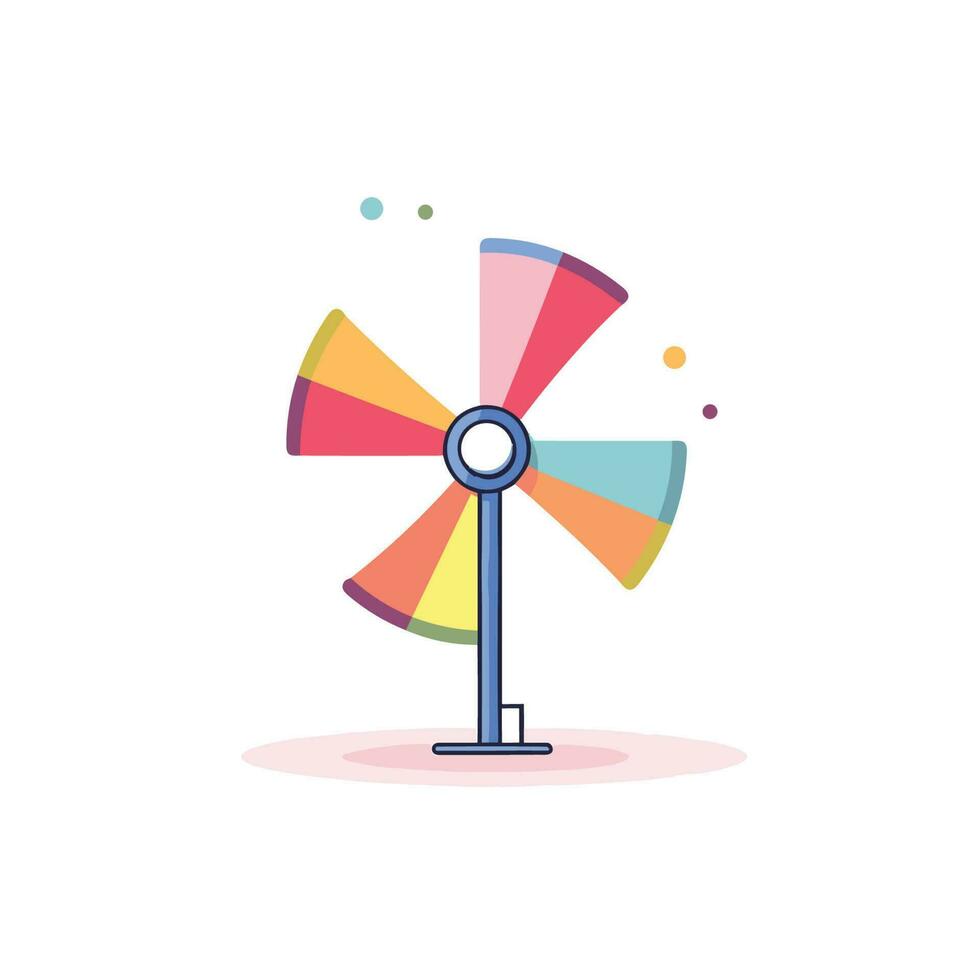 Vector of a vibrant and whimsical windmill against a clean white backdrop