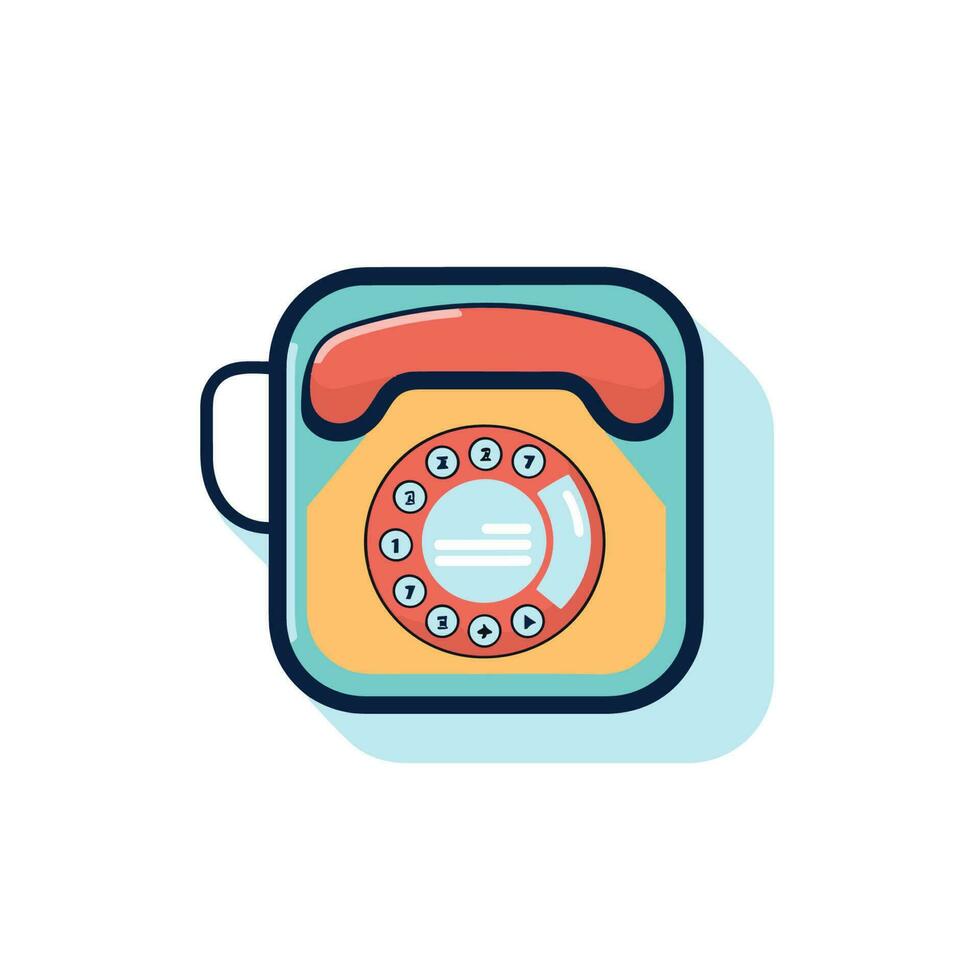 Vector of a vintage red dial telephone on a flat surface