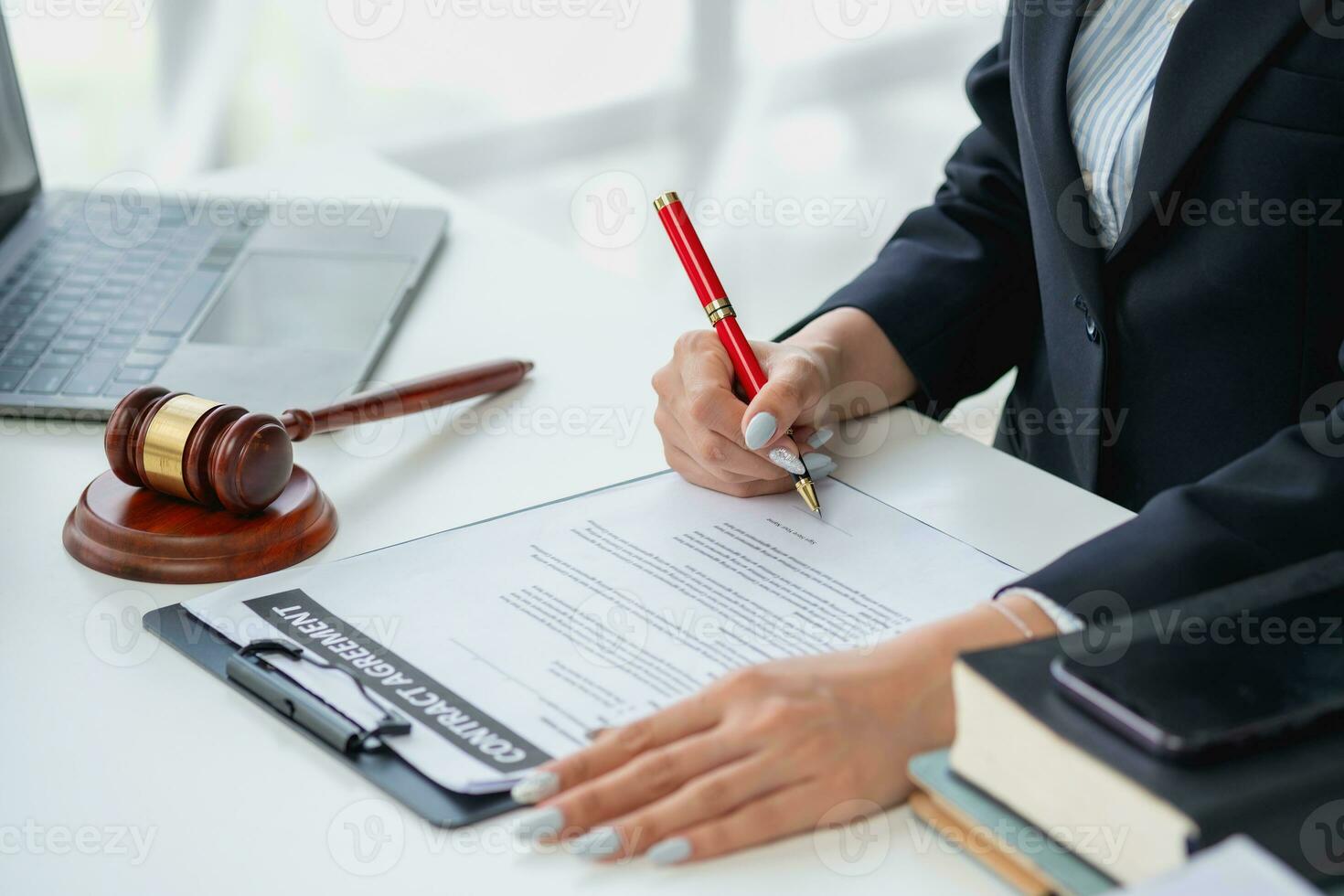 Law, Consultation, Agreement, Contract, Lawyers advice on litigation matters and sign contracts as lawyers to accept complaints for clients. Concept Attorney. photo