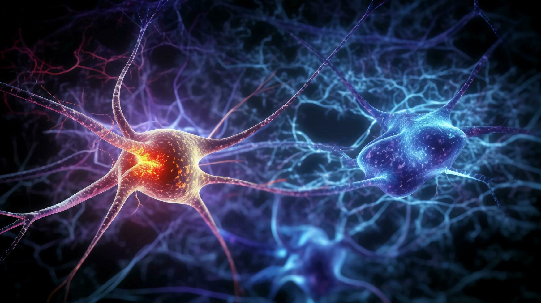 illustration of neuron cell, brain cell, neurons, nervous system.AI Generate photo