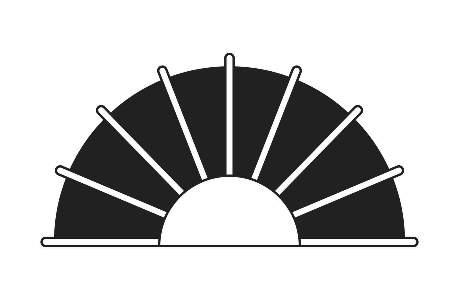 Folding japanese fan monochrome flat vector object. Traditional accessory. Vintage hand fan. Editable black and white thin line icon. Simple cartoon clip art spot illustration for web graphic design