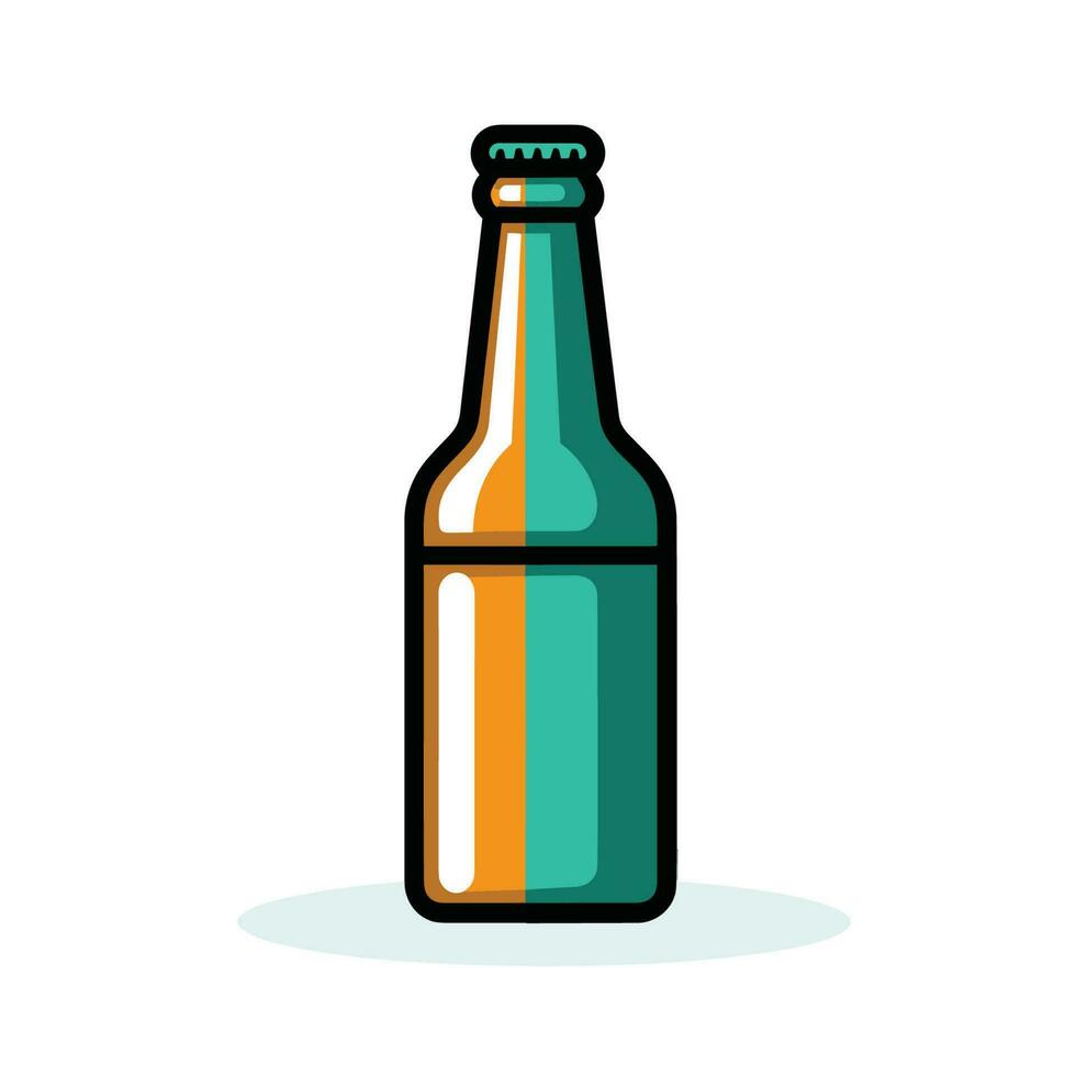 Vector of a flat bottle of beer on a white background